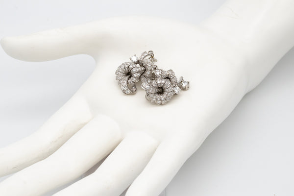 ART DECO 1930 PLATINUM EARRINGS WITH 3.52 Ctw OF VS DIAMONDS