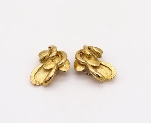 -Chaumet Paris 1970 Retro Modernist Clip On Earrings In 18Kt Yellow Gold
