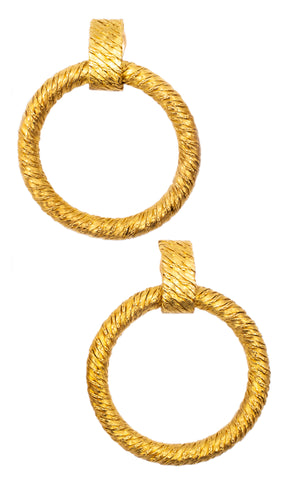 CARTIER PARIS 1960 BY GEORGE L'ENFANT 18 KT YELLOW GOLD CIRCULAR DOORKNOCKER EARDROPS