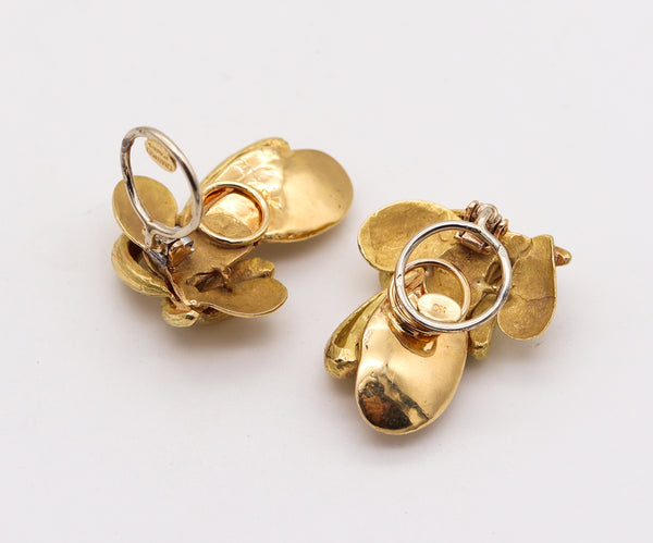 -Chaumet Paris 1970 Retro Modernist Clip On Earrings In 18Kt Yellow Gold