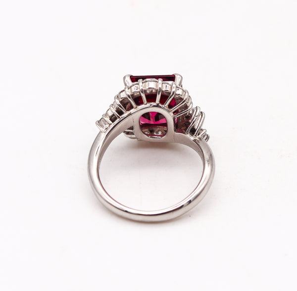 (S)Contemporary Cocktail Ring In Platinum With 6.69 Cts In Diamonds And Rubellite