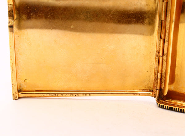 *Van Cleef & Arpels Paris 1930 Art Deco Cigarette case in solid 18 kt gold with enamel