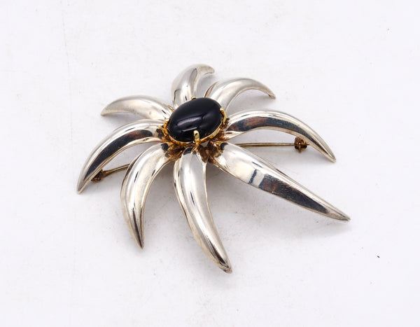 *Tiffany & Co vintage Fireworks pin brooch in 18 kt yellow gold .925 sterling with black onyx
