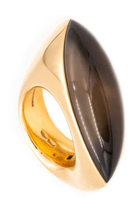 Vhernier Milano Fuseau Geometric Cocktail Ring In 18Kt Yellow Gold With Smokey Quartz