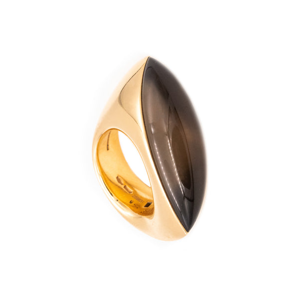 Vhernier Milano Fuseau Geometric Cocktail Ring In 18Kt Yellow Gold With Smokey Quartz