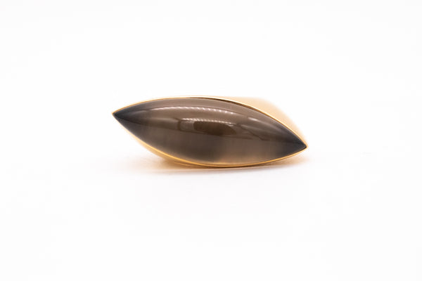 Vhernier Milano Fuseau Geometric Cocktail Ring In 18Kt Yellow Gold With Smokey Quartz