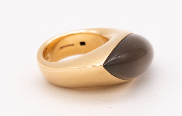 Vhernier Milano Fuseau Geometric Cocktail Ring In 18Kt Yellow Gold With Smokey Quartz