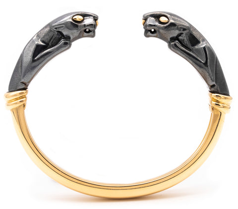 CARTIER PARIS 18 KT GOLD & SILVERIUM VINTAGE PANTHERE BRACELET
