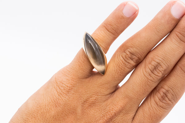 Vhernier Milano Fuseau Geometric Cocktail Ring In 18Kt Yellow Gold With Smokey Quartz