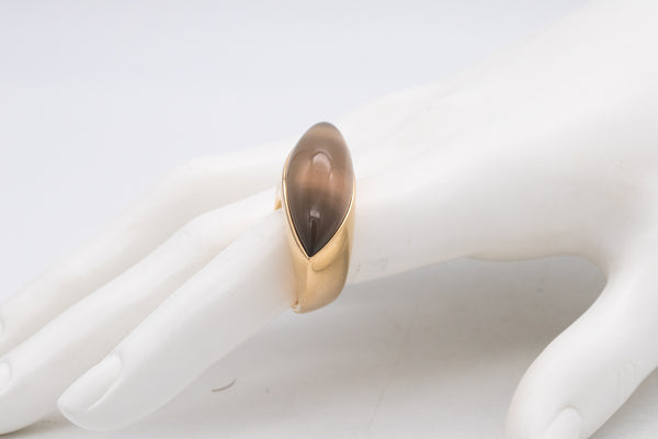 Vhernier Milano Fuseau Geometric Cocktail Ring In 18Kt Yellow Gold With Smokey Quartz