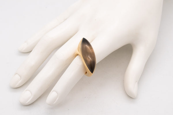 Vhernier Milano Fuseau Geometric Cocktail Ring In 18Kt Yellow Gold With Smokey Quartz