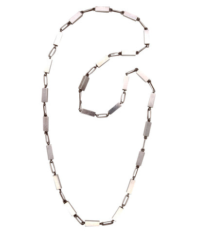 Arne Johansen 1970 Denmark Geometric Bold Sautoir Chain In Solid .925 Sterling Silver