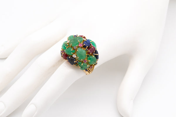 TUTTI FRUTTI 1935 Cocktail Ring In 18Kt Yellow Gold With 46.81 Cts In Gemstones