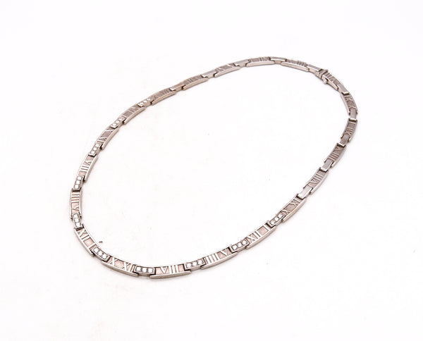 *Tiffany & Co. Atlas Roman numerals necklace in solid 18 kt white gold with 1.50 Cts in VS diamonds