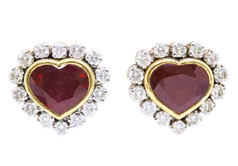 RED RUBELLITE & DIAMONDS 18 KT EARRINGS CLIPS