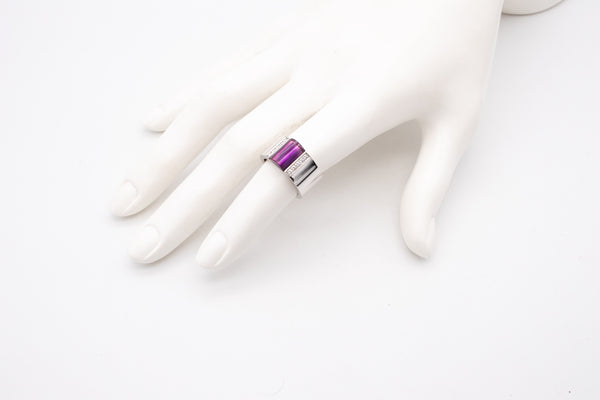 Gucci Milano Geometric Ring In 18Kt White Gold With 3.10 Cts In Diamonds And Carved Amethyst