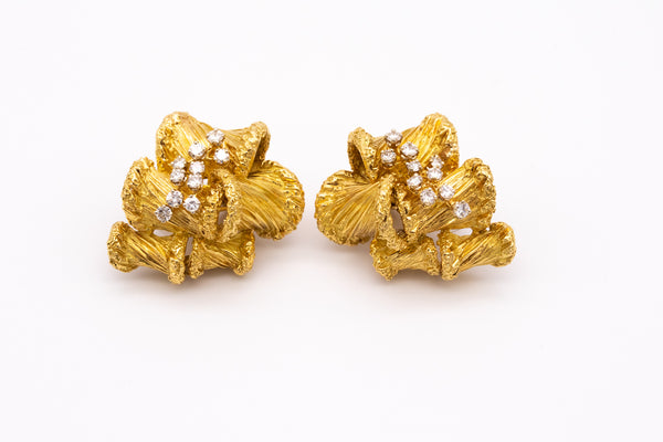 CARTIER PARIS 18 KT GOLD RETRO EARRINGS WITH 1.0 Cts IN DIAMONDS