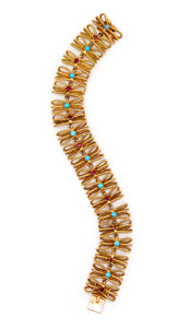 -Mellerio-Dits Meller 1950 Paris Twisted Bracelet In 18Kt Gold With 2.55 Ctw Gemstones