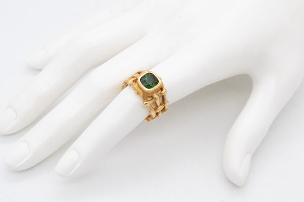 Angela Cummings Studios Rare Cocktail Ring In 18Kt Yellow Gold With 2.13 Cts Green Tourmaline