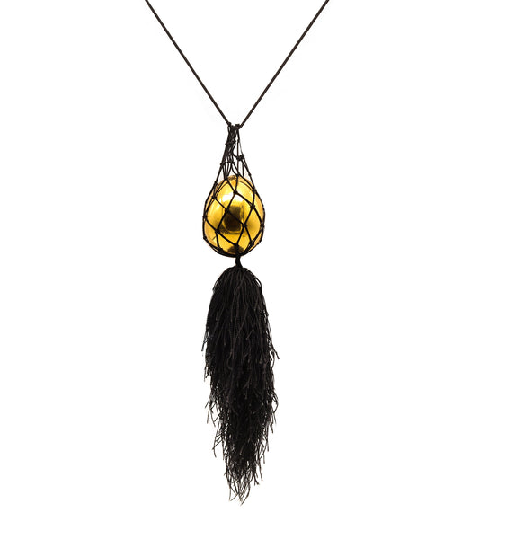 -Cartier 1970 London Easter Egg Box Sautoir Necklace In 18Kt Gold And Black Silk