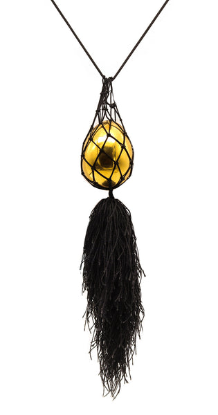 -Cartier 1970 London Easter Egg Box Sautoir Necklace In 18Kt Gold And Black Silk