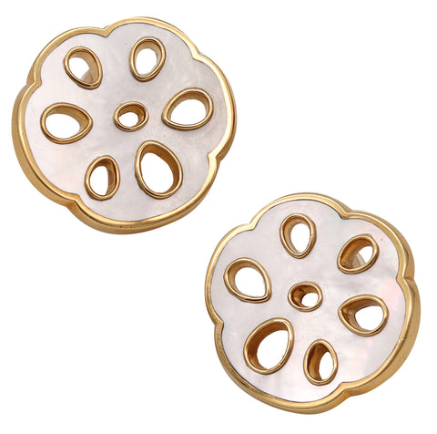 Angela Cummings 1988 Studios Lotus Clip Earrings In 18Kt Gold With White Nacre
