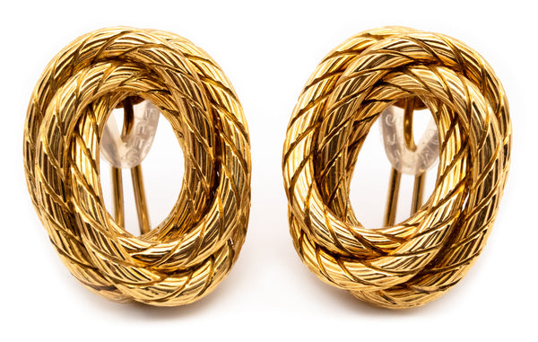 *Carlo Weingrill 1960 Verona Clip-earrings in 18 kt textured woven gold