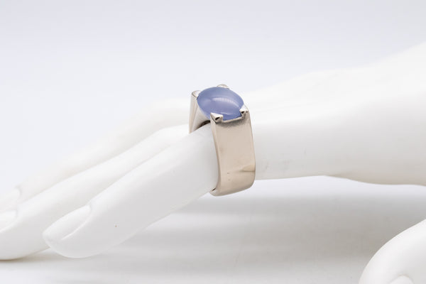 Cartier Paris Tankissine Chevalier Ring In 18Kt White Gold With 8.65 Cts Blue Gray Chalcedony