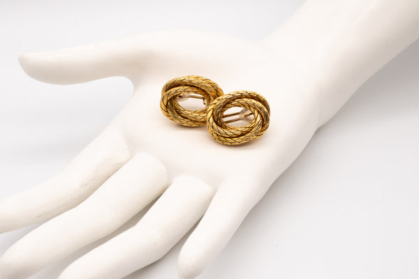 *Carlo Weingrill 1960 Verona Clip-earrings in 18 kt textured woven gold