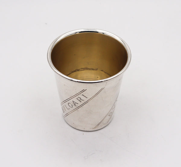 -Bvlgari Roma 1970 Modernist Shot Cup Tumbler In Solid .925 Sterling Silver