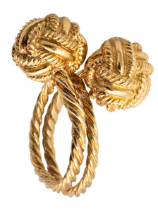 *Tiffany & Co. 1970 by Schlumberger 1970 Toi et Moi knots ring  in 18 kt textured gold