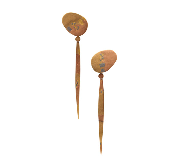 Rena Koopman Sculptural Convertible Drop Earrings In Frosted 18Kt Yellow Gold