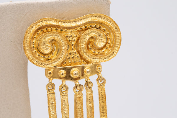 ZOLOTAS 1970 GREECE GREEK-COLUMNS DROP EARRINGS IN 18 KT YELLOW GOLD