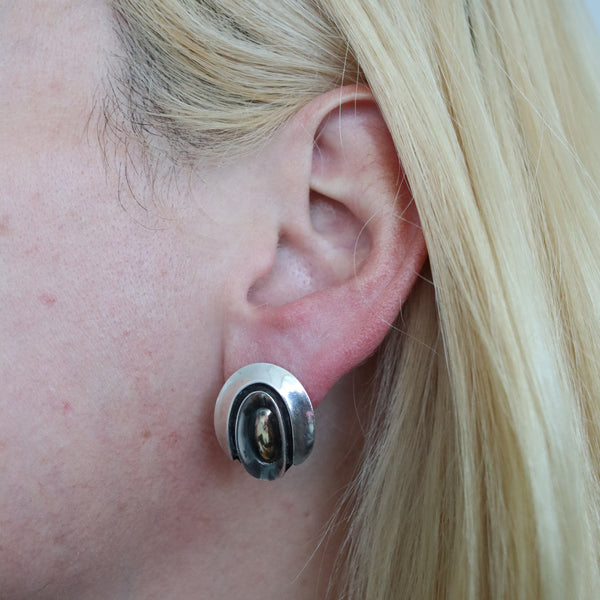 -Cartier 1970 Geometric Earrings In Sterling Silver And 18Kt Yellow Gold
