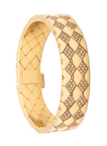 CHANEL PARIS 18 KT MATELASSE BRACELET WITH 3.95 Ctw IN DIAMONDS