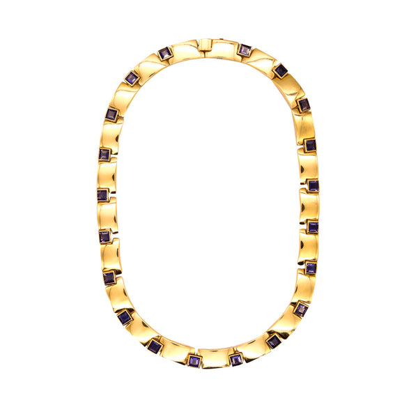 *Chaumet Paris Necklace in solid 18 kt yellow gold with 12.80 Cts in purple tanzanite