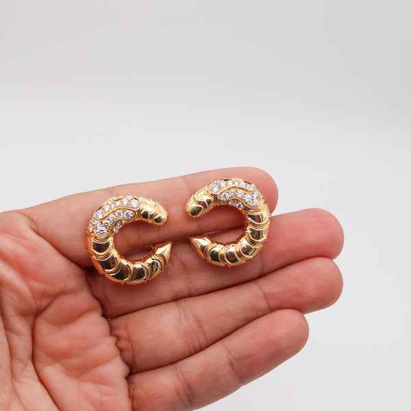 Marina B. Milan Scalloped Earrings In 18Kt Yellow Gold With 3.26 Cts In Diamonds