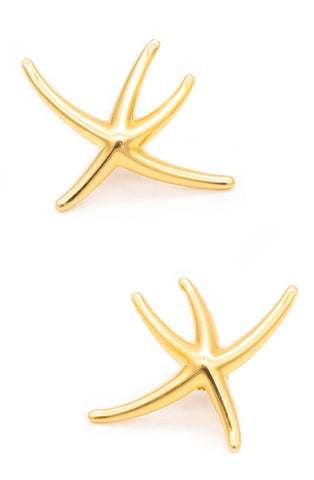 Tiffany Co. 1980 New York By Elsa Peretti Starfish Earrings In 18Kt Yellow Gold