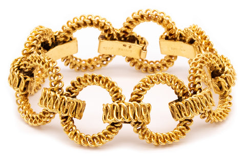 TIFFANY & CO. FRANCE 18 KT GOLD ROPE TEXTURED BRACELET BY ANDRE VASSORT