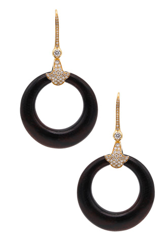 Marina B. Milan Convertible Wood Hoops Earrings In 18Kt Gold With 1.84 Cts Diamonds