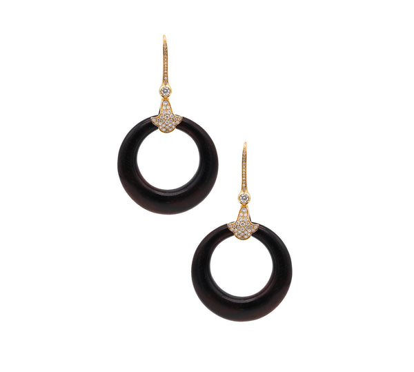 Marina B. Milan Convertible Wood Hoops Earrings In 18Kt Gold With 1.84 Cts Diamonds