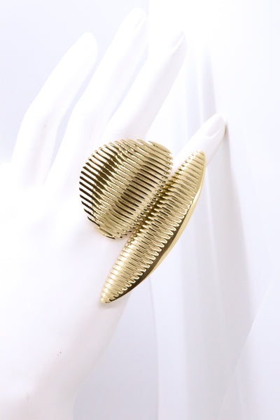 GEORG JENSEN 18 KT GOLD ZAHA HADID LAMELLAE OPTICAL TWIN RING