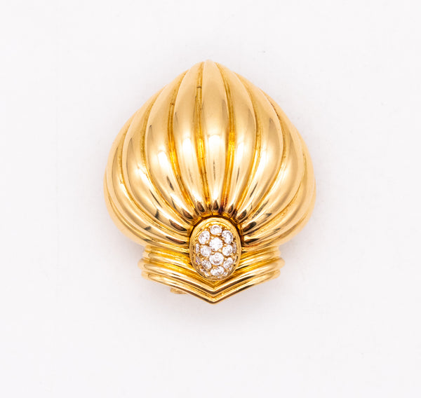 BOUCHERON Paris Jaipur Pendant Brooch In 18Kt Yellow Gold With VVS Diamonds