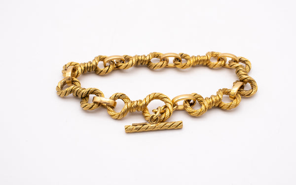 BVLGARI ROMA 1970 BY GEORGE L'ENFANT RARE 18 KT YELLOW TWISTED KNOTS GOLD BRACELET