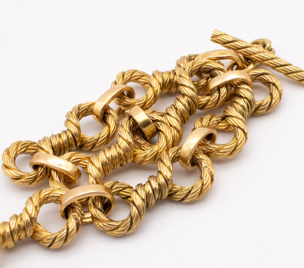 BVLGARI ROMA 1970 BY GEORGE L'ENFANT RARE 18 KT YELLOW TWISTED KNOTS GOLD BRACELET