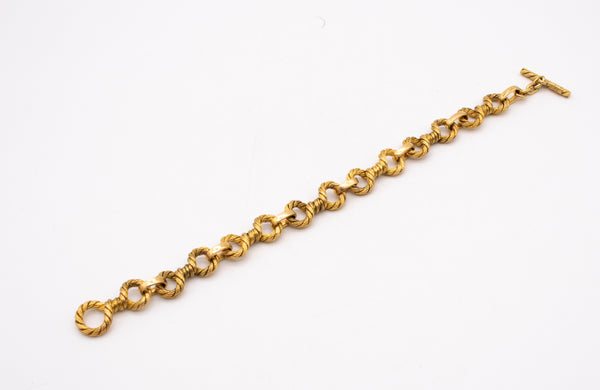 BVLGARI ROMA 1970 BY GEORGE L'ENFANT RARE 18 KT YELLOW TWISTED KNOTS GOLD BRACELET