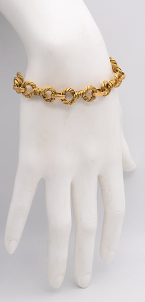 BVLGARI ROMA 1970 BY GEORGE L'ENFANT RARE 18 KT YELLOW TWISTED KNOTS GOLD BRACELET