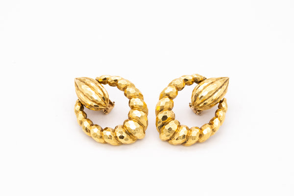 *Cartier 1960's vintage large door-knockers earrings in textured 18 kt yellow gold