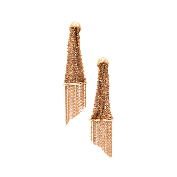 BOUCHERON PARIS 18 KT YELLOW GOLD MESH "DELILAH" DROP EARRINGS