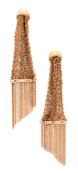 BOUCHERON PARIS 18 KT YELLOW GOLD MESH "DELILAH" DROP EARRINGS